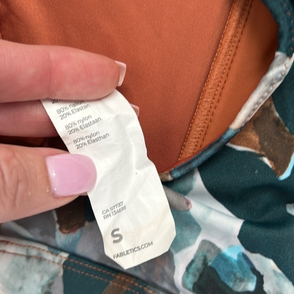 Fabletics Zip Up Midi Swim Top in Paintbrush Camo/Sequoia - Picture 7 of 7